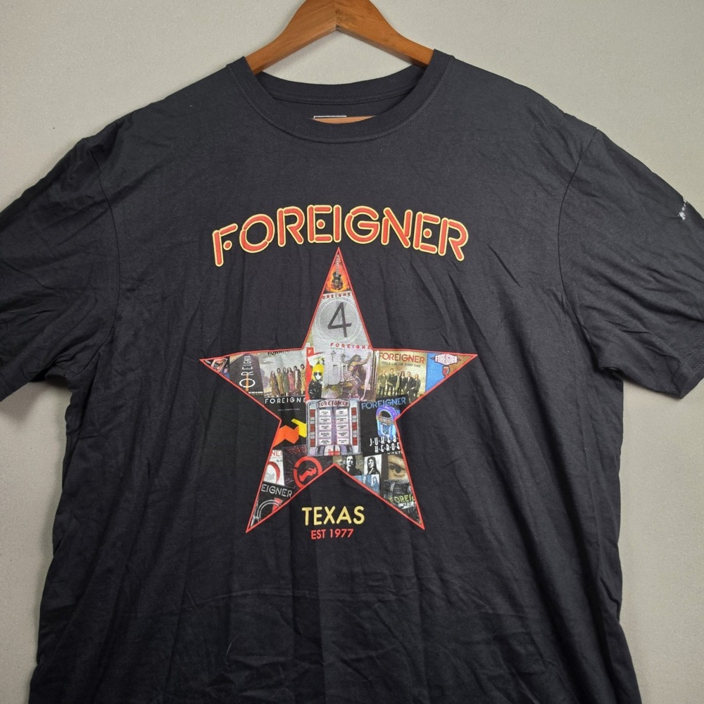 Foreigner Texas Tour 2022 Concert T-Shirt Mens XL Black Album Graphic Band Music